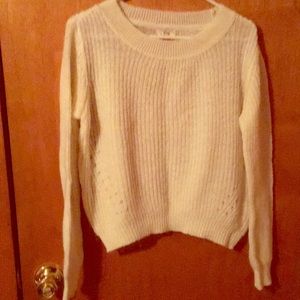 White knit cropped sweater